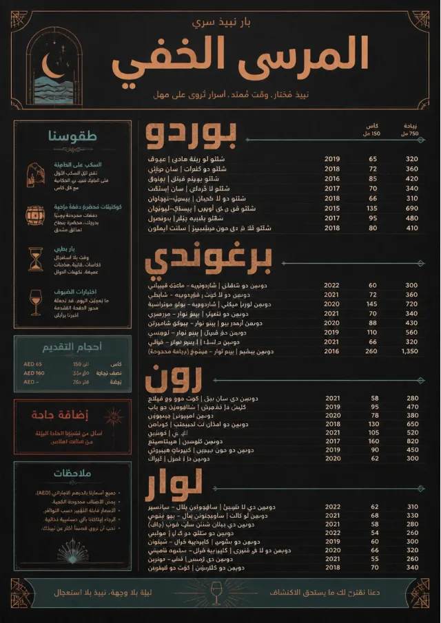 Speakeasy Spirits wine-menu menu template preview