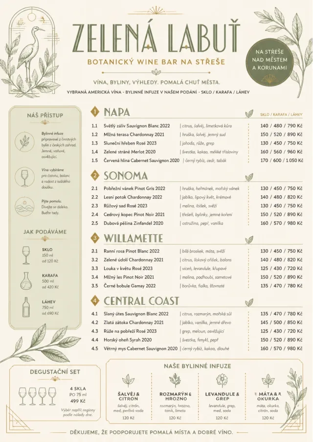 Botanical Infusion wine-menu menu template preview