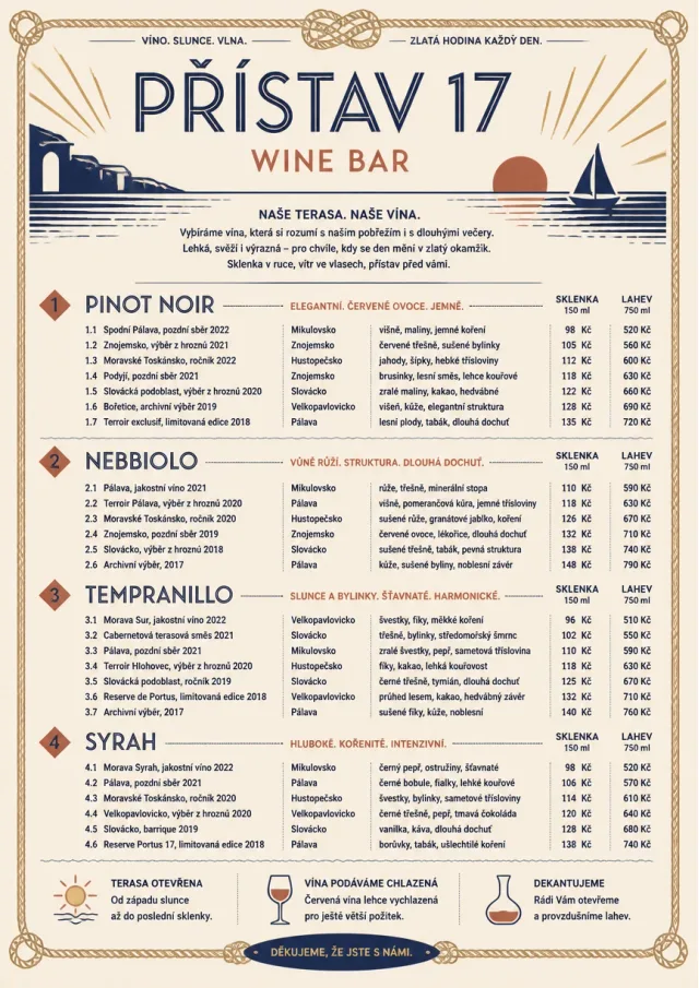 Coastal Sunset wine-menu menu template preview