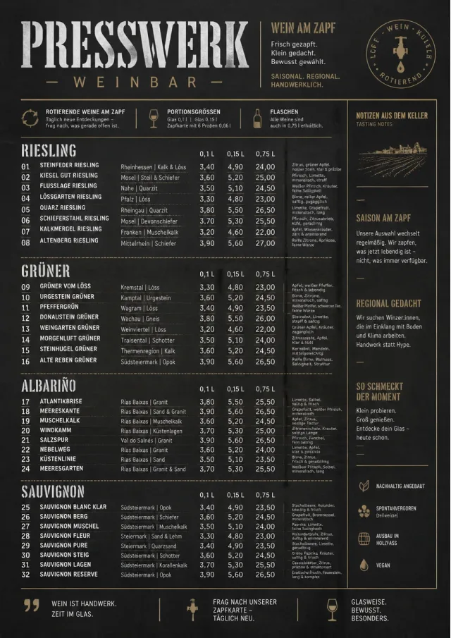 Industrial Craft wine-menu menu template preview