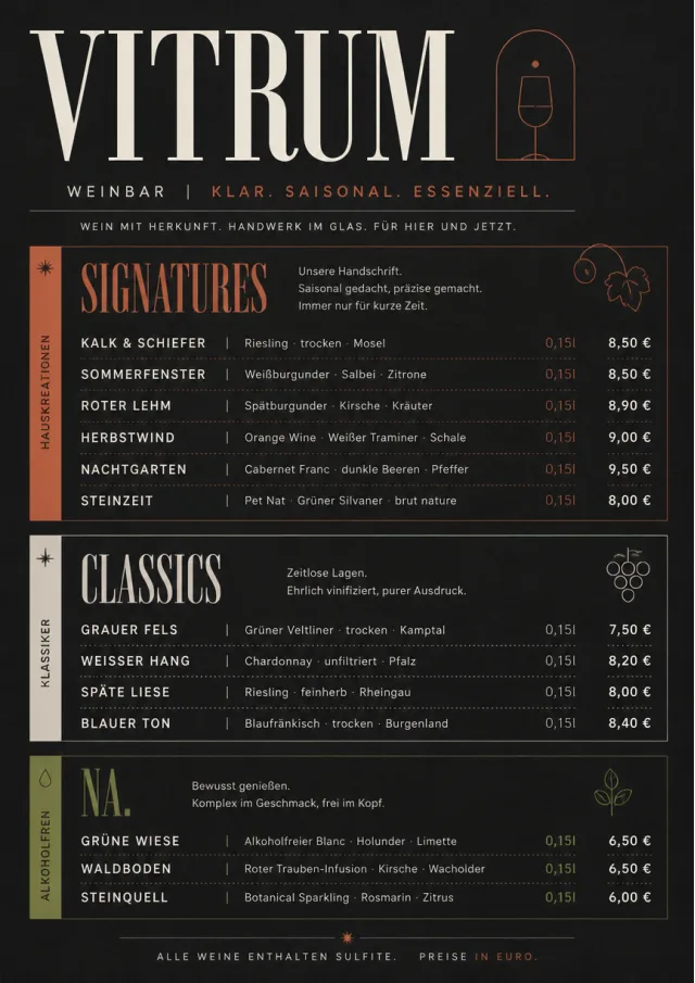 Mono Bar Minimal wine-menu menu template preview