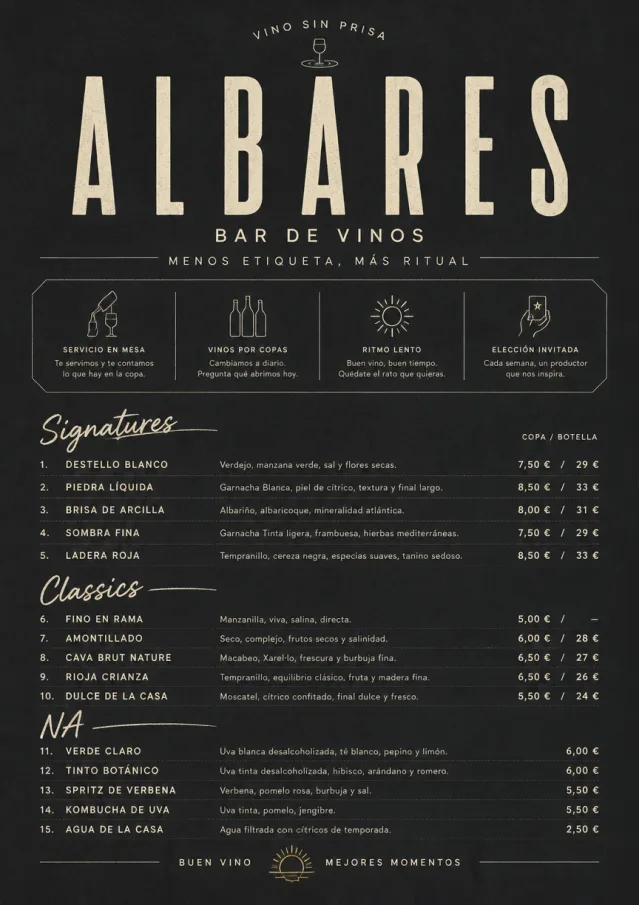 Mono Bar Minimal wine-menu menu template preview