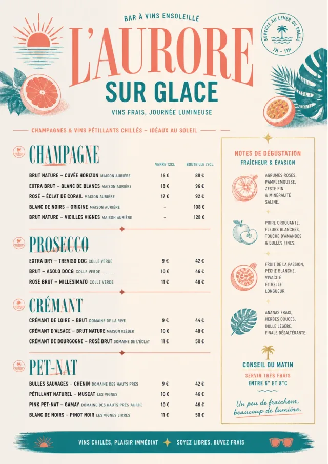Tropical Refresh wine-menu menu template preview