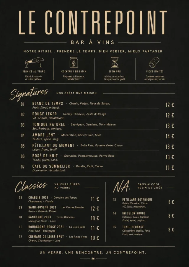 Mono Bar Minimal wine-menu menu template preview