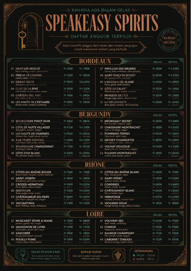 Speakeasy Spirits wine-menu menu template preview