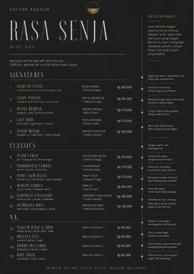 Mono Bar Minimal wine-menu menu template preview