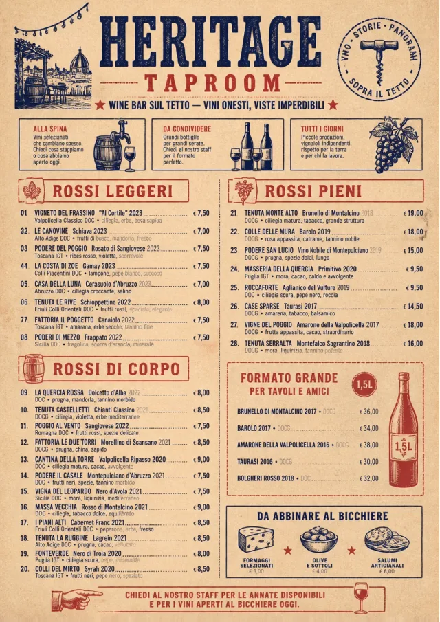 Heritage Taproom wine-menu menu template preview