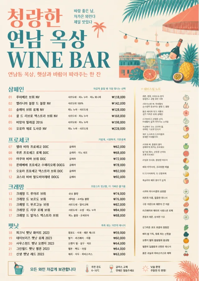 Tropical Refresh wine-menu menu template preview