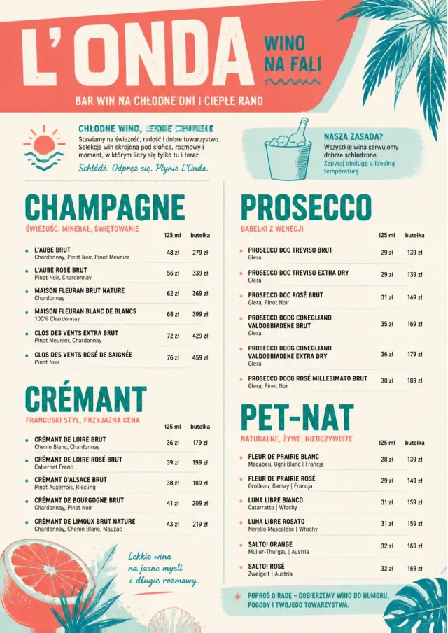 Tropical Refresh wine-menu menu template preview