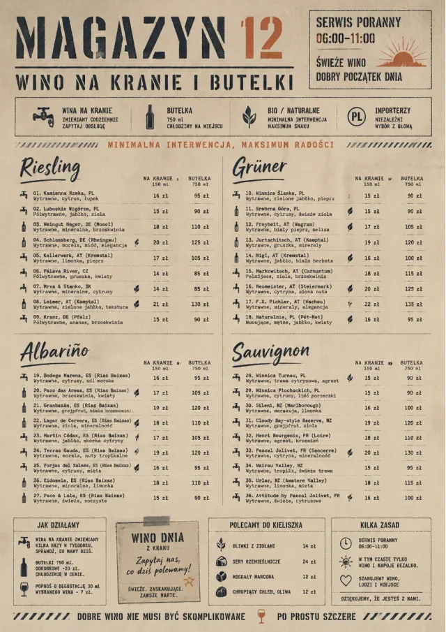 Industrial Craft wine-menu menu template preview