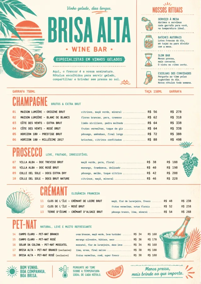 Tropical Refresh wine-menu menu template preview