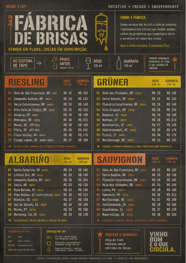 Industrial Craft wine-menu menu template preview