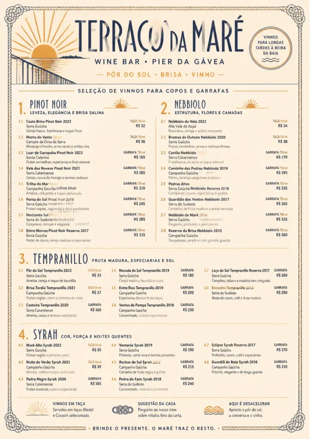 Coastal Sunset wine-menu menu template preview