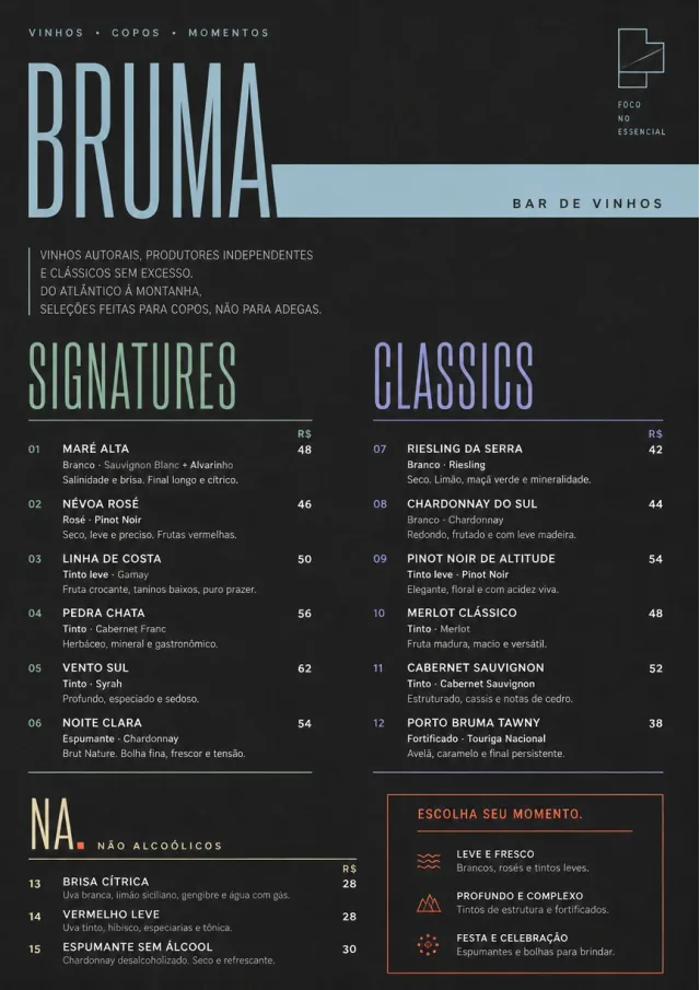 Mono Bar Minimal wine-menu menu template preview
