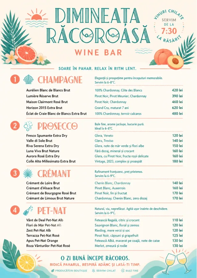 Tropical Refresh wine-menu menu template preview