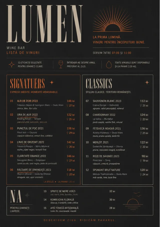 Mono Bar Minimal wine-menu menu template preview