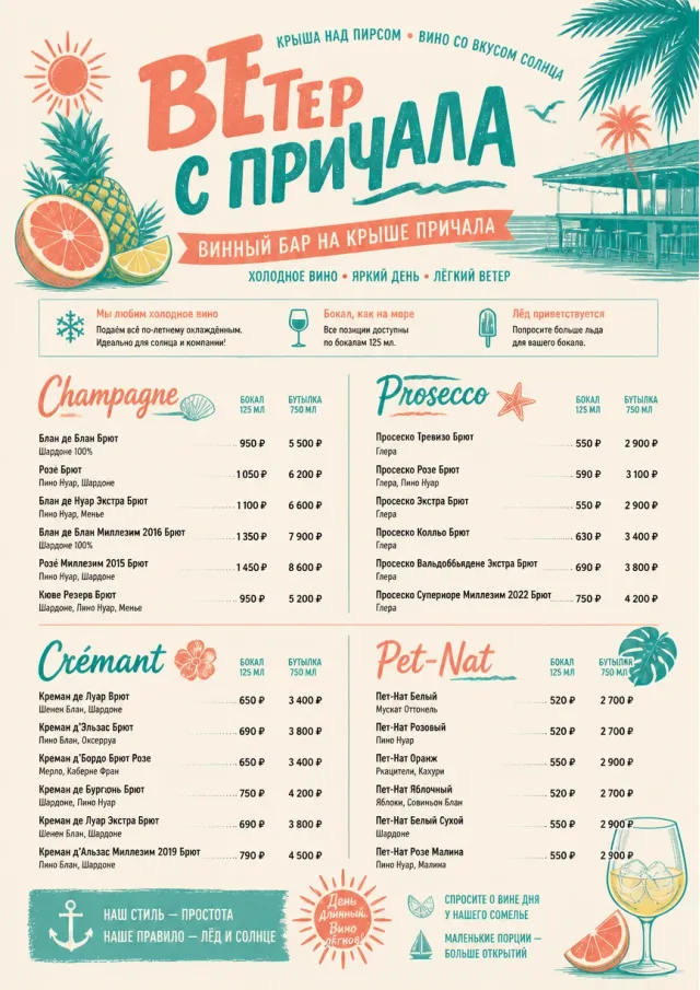 Tropical Refresh wine-menu menu template preview