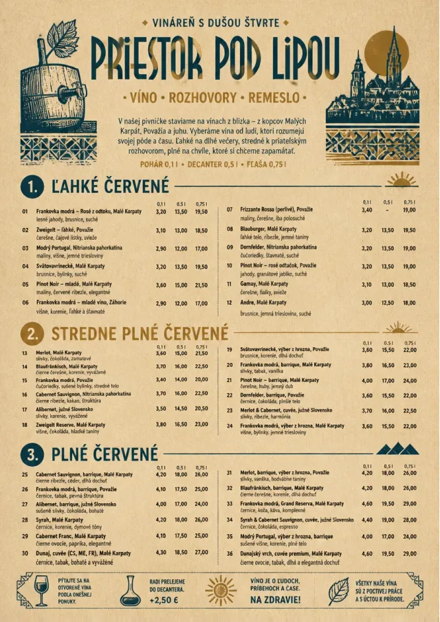 Heritage Taproom wine-menu menu template preview