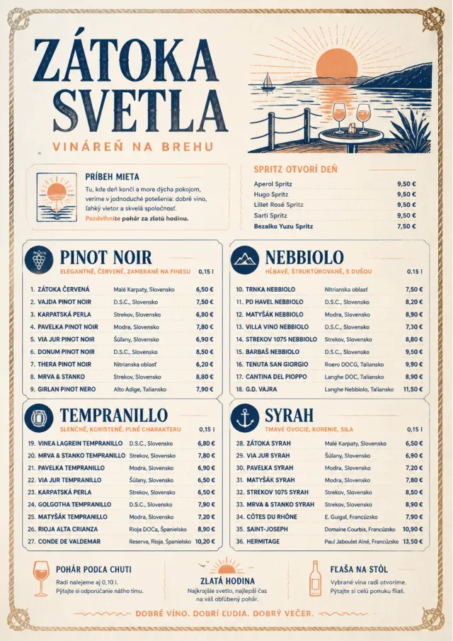 Coastal Sunset wine-menu menu template preview