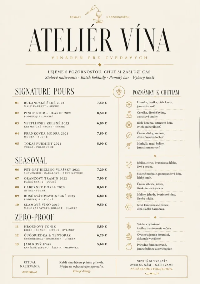 Boutique Pour Card wine-menu menu template preview
