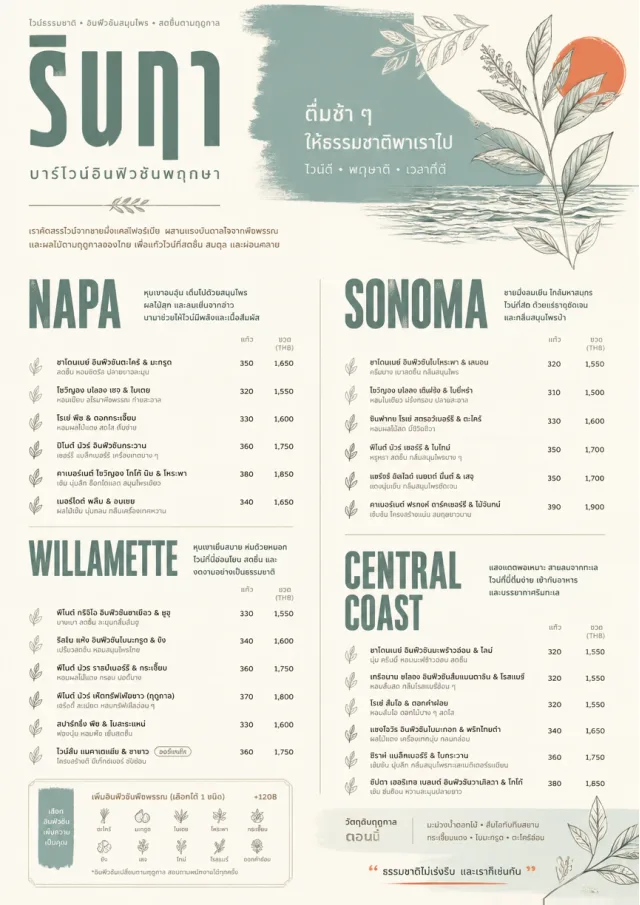 Botanical Infusion wine-menu menu template preview