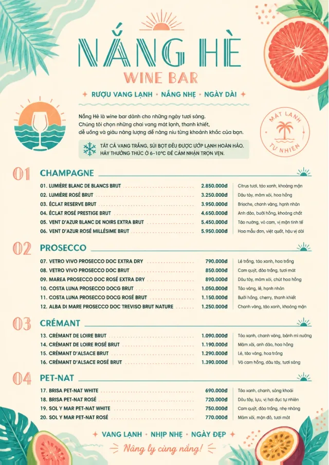 Tropical Refresh wine-menu menu template preview
