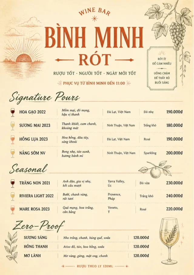 Boutique Pour Card wine-menu menu template preview