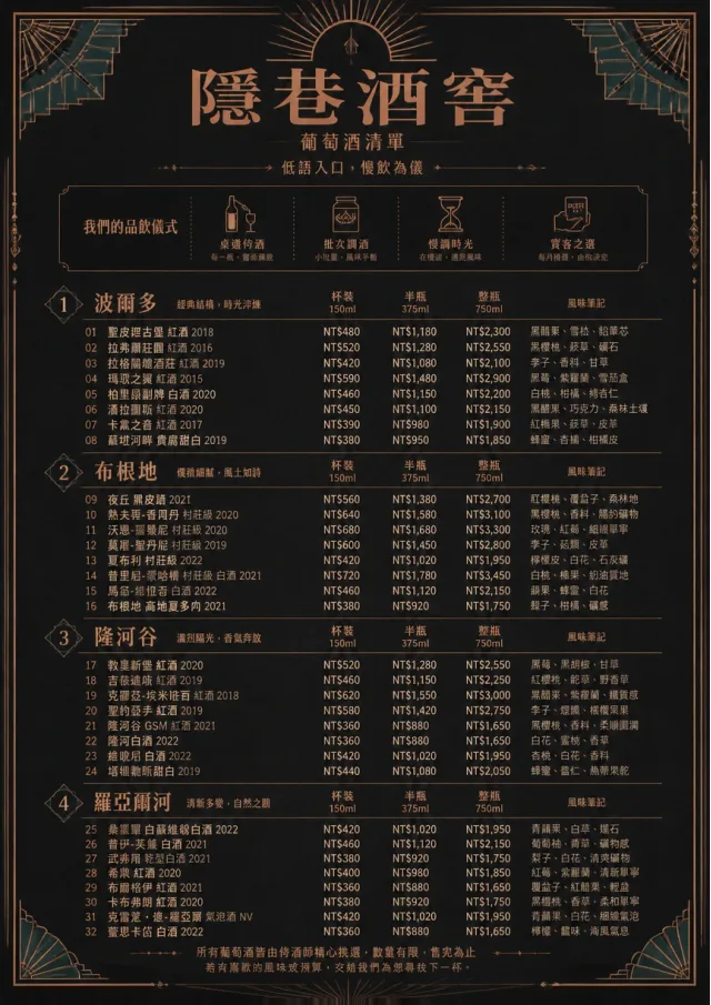 Speakeasy Spirits wine-menu menu template preview