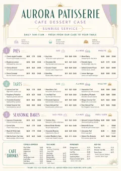 Cafe Dessert Case menu template preview