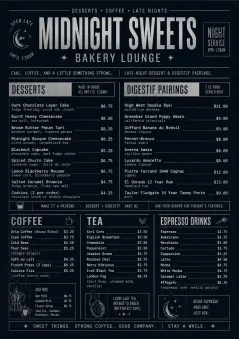 Midnight Sweets menu template preview