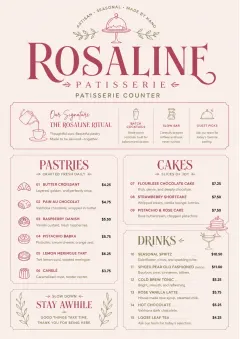 Patisserie Counter menu template preview