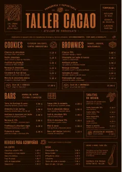 Chocolate Atelier menu template preview