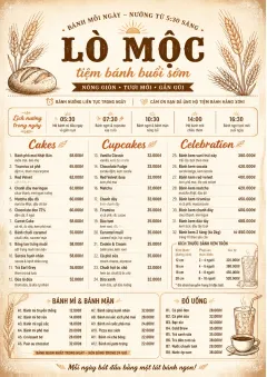 Bakery Rustic menu template preview