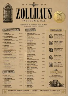 Heritage Taproom menu template preview