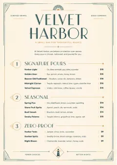 Boutique Pour Card menu template preview