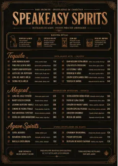 Speakeasy Spirits menu template preview