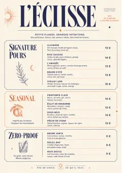 Boutique Pour Card menu template preview