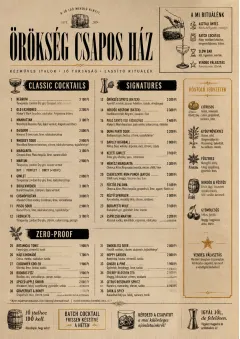 Heritage Taproom menu template preview