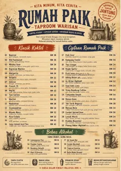 Heritage Taproom menu template preview