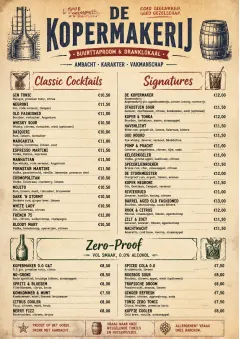 Heritage Taproom menu template preview