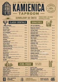 Heritage Taproom menu template preview