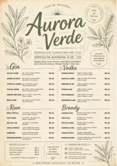 Botanical Infusion menu template preview