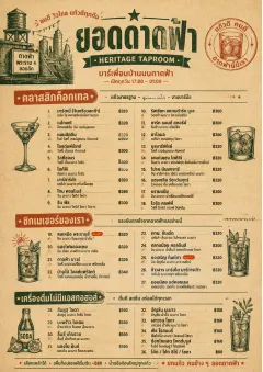 Heritage Taproom menu template preview