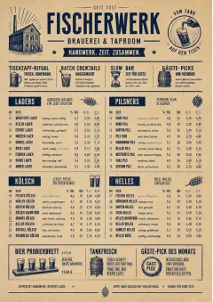 Heritage Taproom menu template preview
