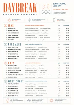 Modern Minimal Pour menu template preview