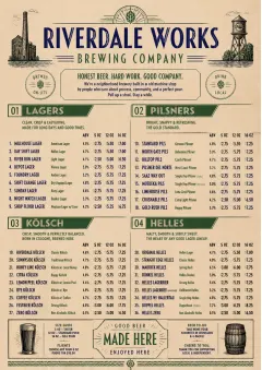 Heritage Taproom menu template preview