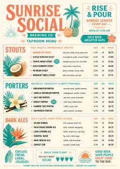 Tropical Refresh menu template preview