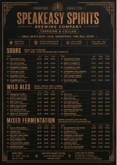 Speakeasy Spirits menu template preview