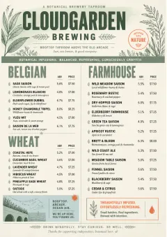 Botanical Infusion menu template preview
