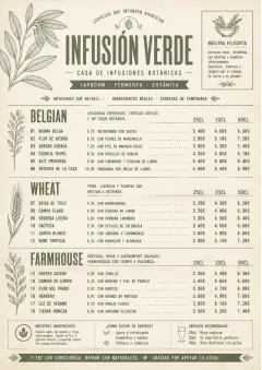 Botanical Infusion menu template preview